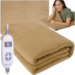 Elektrická vyhrievaná deka 180 x 130 cm - béžová