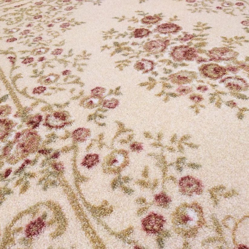 Elegantní krémový koberec s květinovým motivem