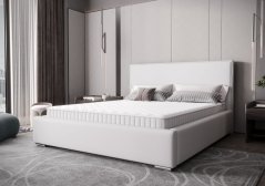 Időtlen kárpitozott ágy minimalista designban, fehér színben 180 x 200 cm