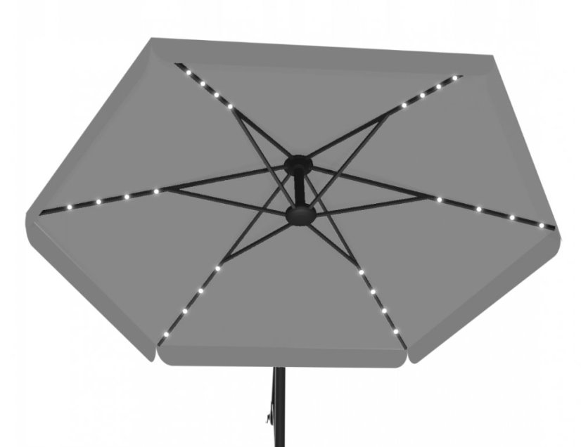 Szürke kerti napernyő LED világítással 3 m