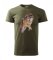 Памучна ловна мъжка тениска с висококачествен печат на вълци