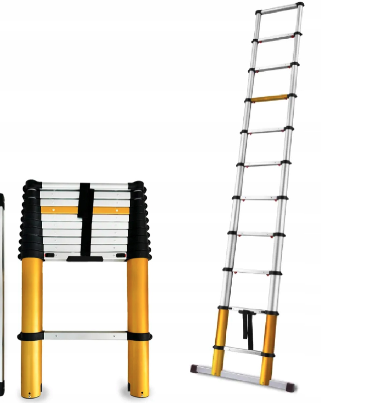 Hliníkový teleskopický žebřík 11 stupňů 150 kg