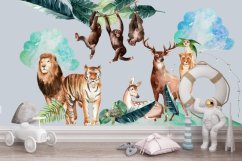 Nálepka na stenu zvieratká zo zoologickej záhrady