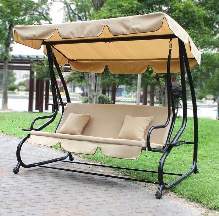 Záhradná polohovateľná hojdačka béžovej farby