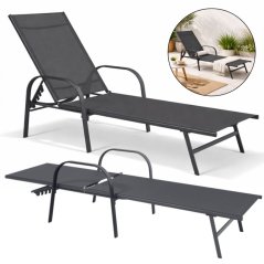 Polohovateľné záhradné lehátko tmavosivé