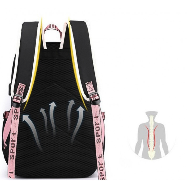 Zaino scolastico ergonomico per ragazzi - rosa-nero