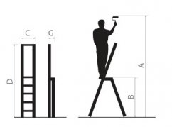 Aluminijasta lestev s 5 stopnicami in nosilnostjo 150 kg, rdeča