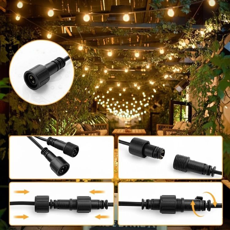 Ghirlandă LED pentru grădină - lanț luminos cu becuri E12 cu telecomandă, IP44