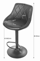 Scaun de bar pivotant, până la 110 kg – piele ecologică neagră