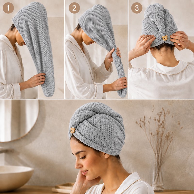 Turban, ručník z mikrovlákna, 65 x 25 cm