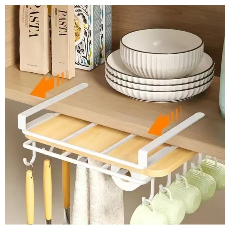 Függő fém polc - konyhai rendszerező fehér