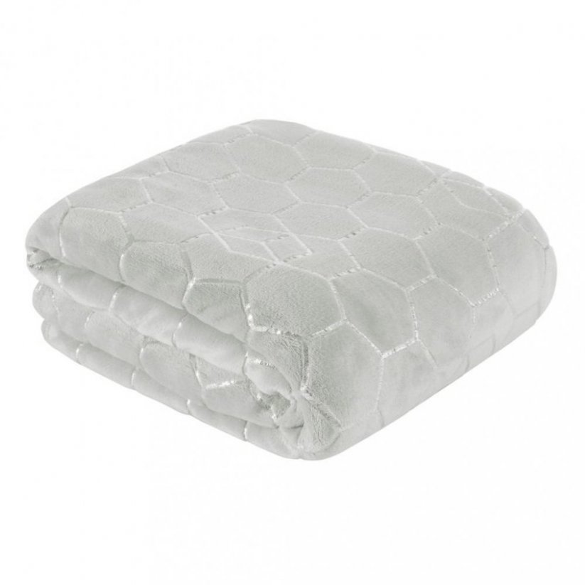Luxusní světle šedá teplá deka s módním geometrickýmm tvarem