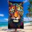 Strandtörülköző színes tigris - egzotikus motívum, gyorsan száradó 100x180 cm
