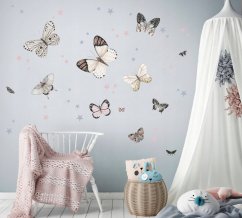 Nálepky do detskej izby s motívom farebných motýľov