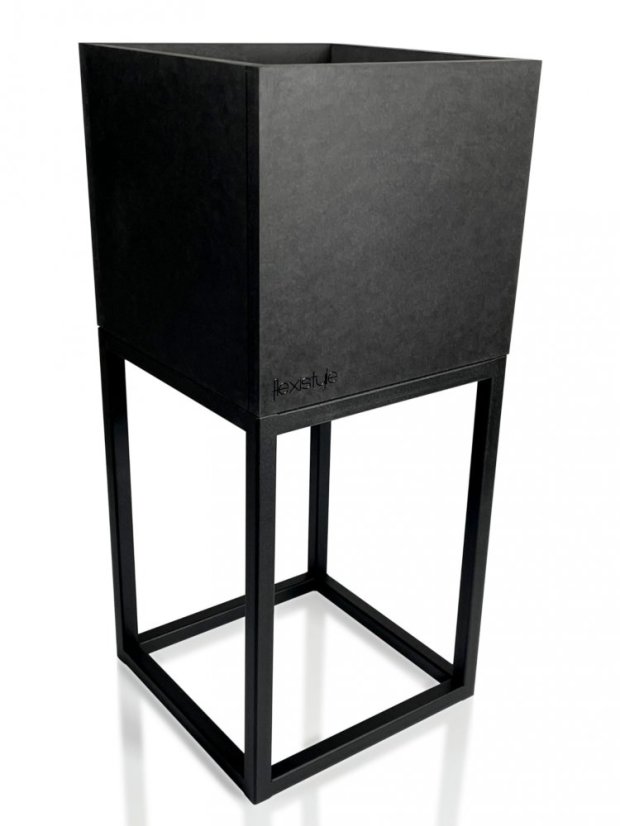 Ghiveci metalic negru minimalist 22X22X50 cm