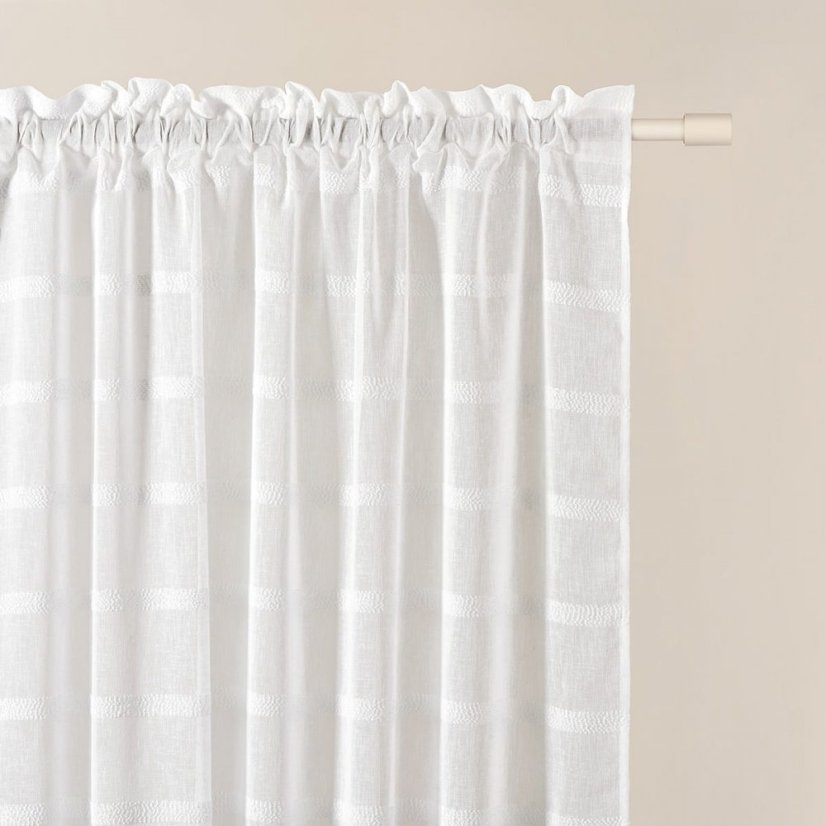 Hochwertige weiße Gardine  Maura  mit Aufhängeband 140 x 250 cm