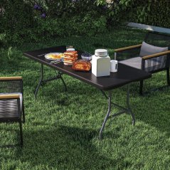  Záhradný cateringový stôl rozkladací 180 cm - čierny