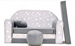 Otroški sivi raztegljivi kavč z zvezdicami 98 x 170 cm