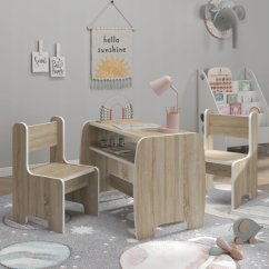 Dětský set - stůl a 2 židle s úložným prostorem - Sonoma