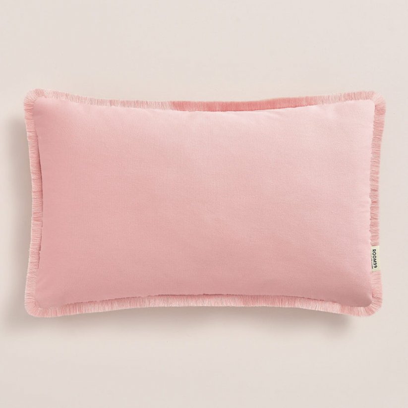 Față de pernă roz pudră BOCA CHICA cu ciucuri 30 x 50 cm 