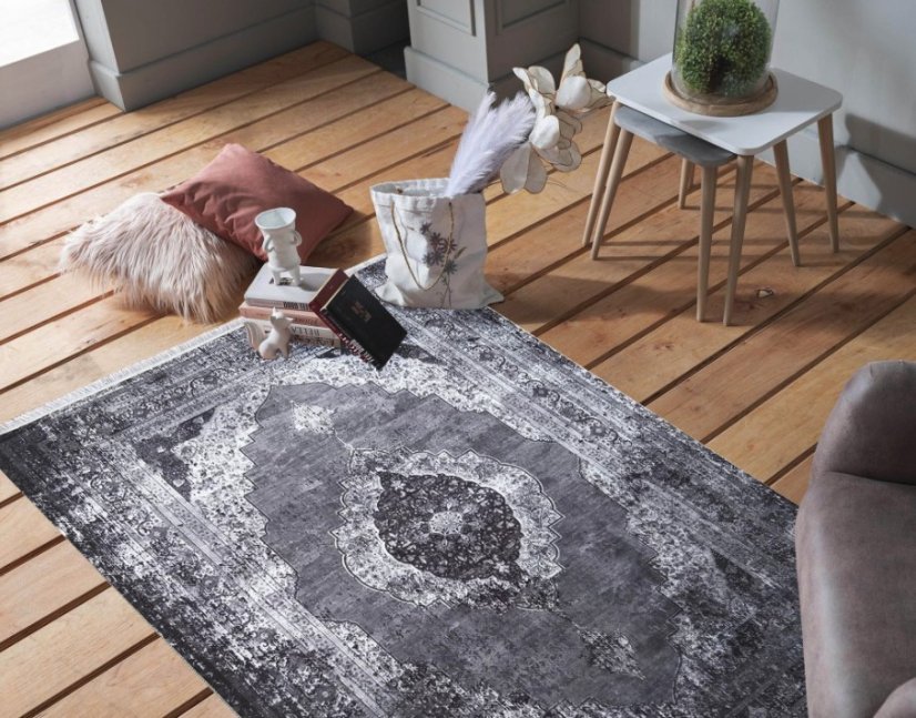 Siva preproga z vzorcem v orientalskem slogu - Velikost preprog: Širina: 80 cm | Dolžina: 300 cm