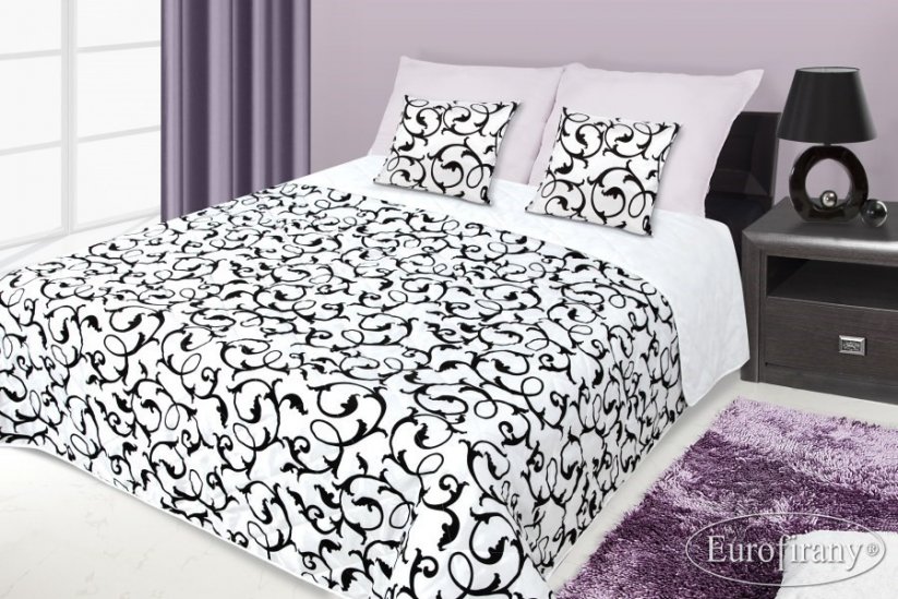 Francouzské přehozy na postel bílé barvy s černými motivy