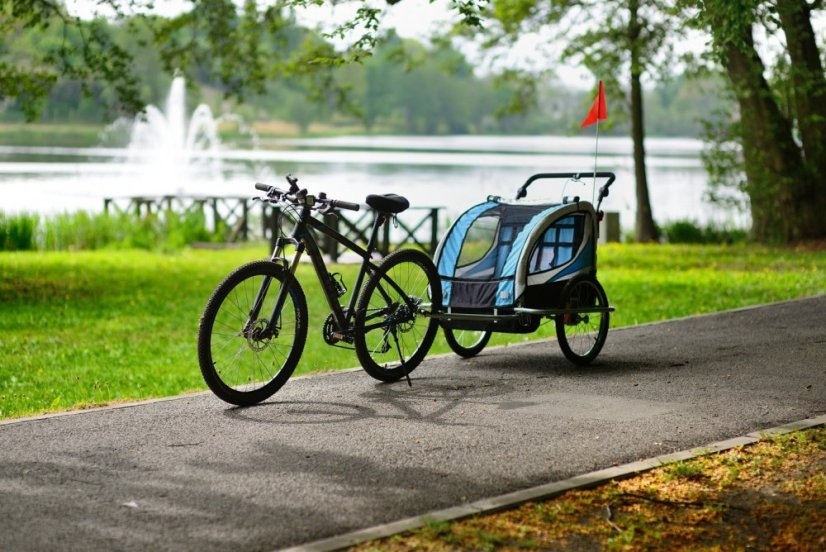 2-miestny príves za bicykel s tlmičom + JOGGER modrý