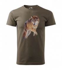 Pánské lovecké tričko s kvalitním potiskem vlka s dlouhým rukávem
