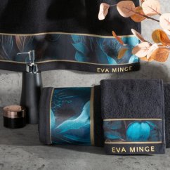 Luxusní sada černých ručníků EVA MINGE s květy magnólie - elegance a kvalita v jednom