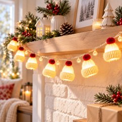 Vianočná LED svetelná reťaz, Santove čiapky - 10 LED