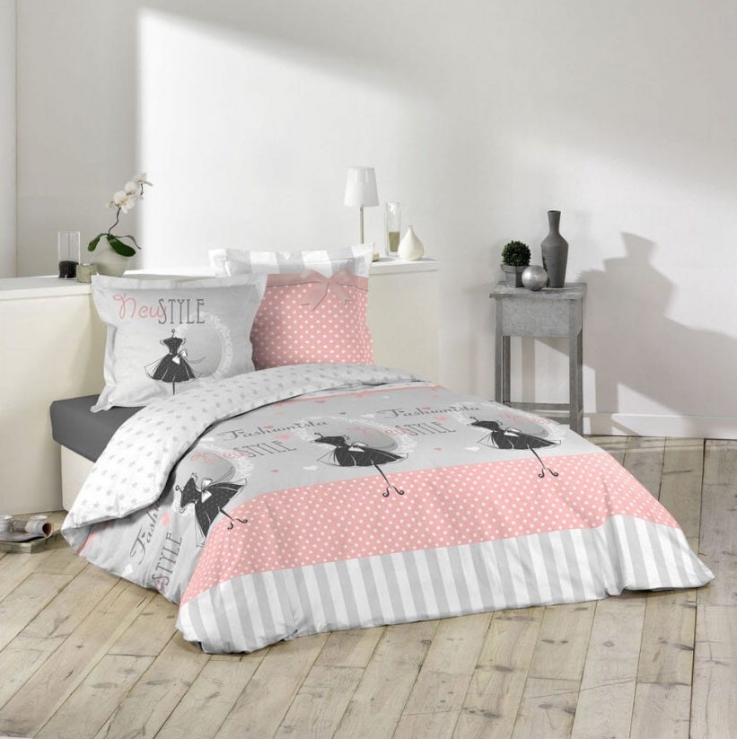 Súprava bavlnených posteľných obliečok sivej farby 200 x 220 cm