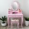 Sodobna toaletna miza s stolom v roza barvi
