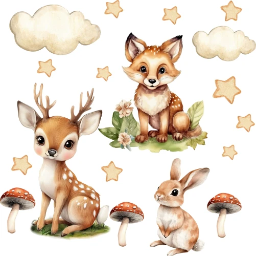 Kouzelné světelné samolepky pro děti - lesní zvířátka