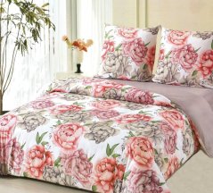 Megfordítható pamutszatén ágyneműgarnitúra bazsarózsa mintával
