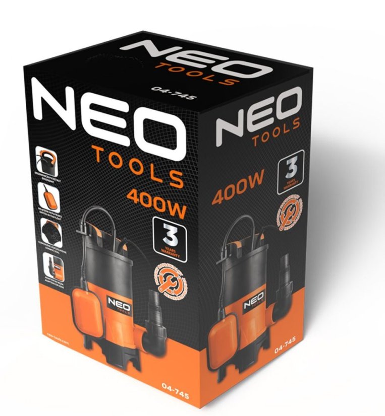 Ponorné čerpadlo na špinavú vodu 400 W, 8000 l/h