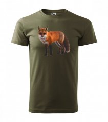 Poľovnícke pánske bavlnené tričko s originálnou potlačou líšky