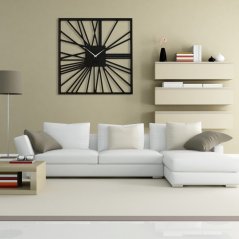 Phänomenale quadratische Uhr in einer luxuriösen schwarzen Farbe, 80cm