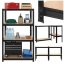 Raft negru cu 4 rafturi 150 x 75 x 30 cm