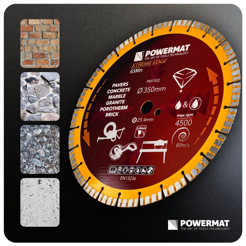 Diamantový kotúč 350 mm na betón, žulu a dlažbu - otvor 25,4 mm