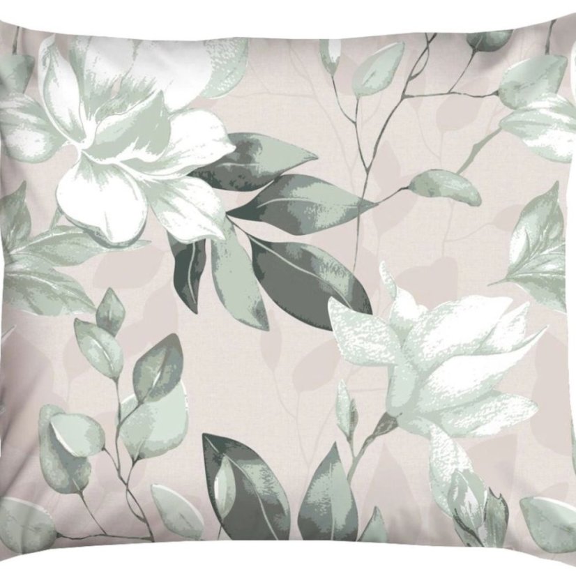 Prémiové bavlněné ložní prádlo - béžové se zelenými květy