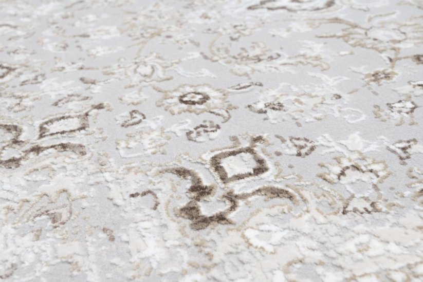 Heller weiß-grauer Vintage-Design-Teppich mit Mustern