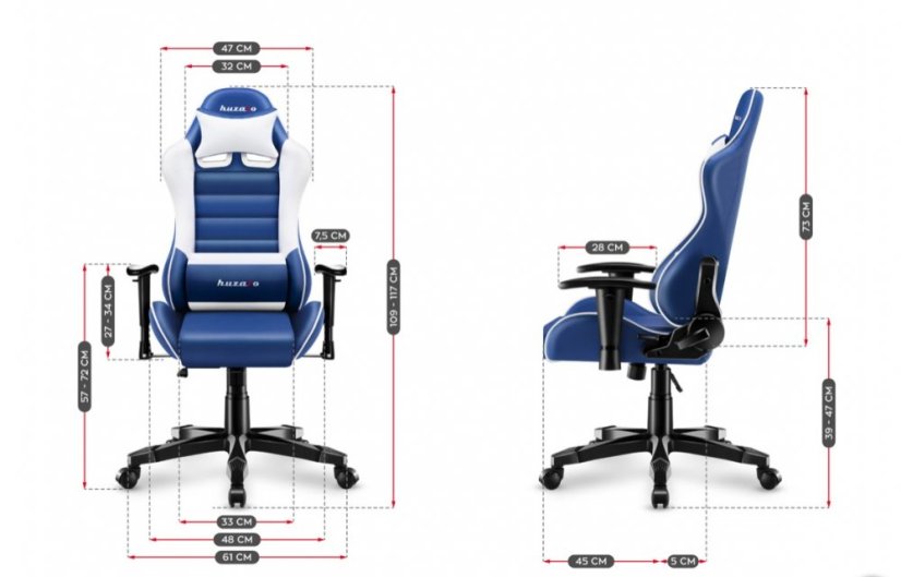 Kvalitní herní křeslo modré barvy pro teenegery