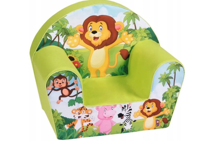 Scaun pentru copii din spumă - animale safari, 51 × 33 × 42 cm