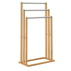 Bambusz törölközőtartó 3 rozsdamentes acélrúddal ellátva