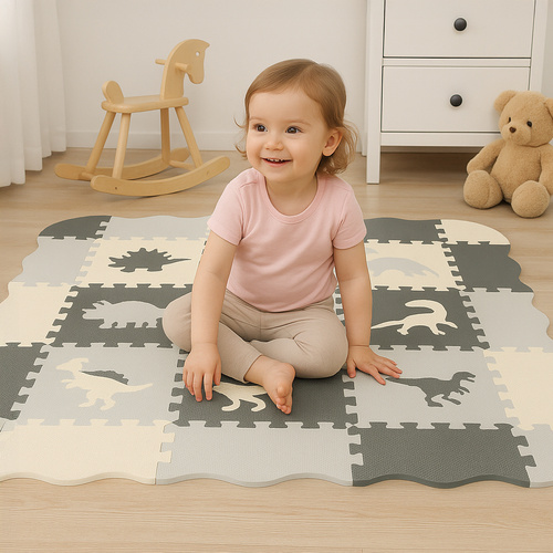 Mäkká vzdelávacia hracia podložka s dinosaurom - penové puzzle 106 x 160 cm