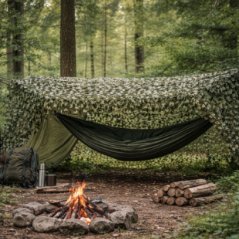 Maskovacia sieť – tieniaca kamuflážna clona + 100 sťahovacích pások