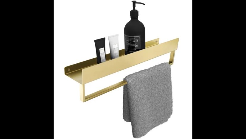 Elegantná zlatá kúpeľňová polica z nehrdzavejúcej ocele