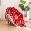 Coperta rossa natalizia con motivo di agnello e albero - calda coperta double-face