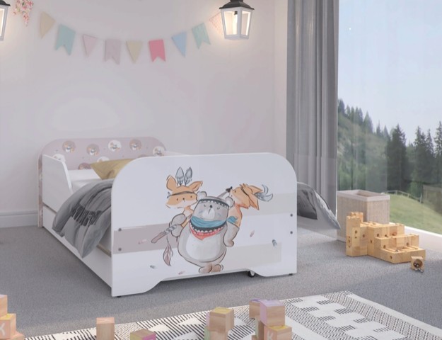 Märchenhaftes Kinderbett Drei Freunde 160 x 80 cm