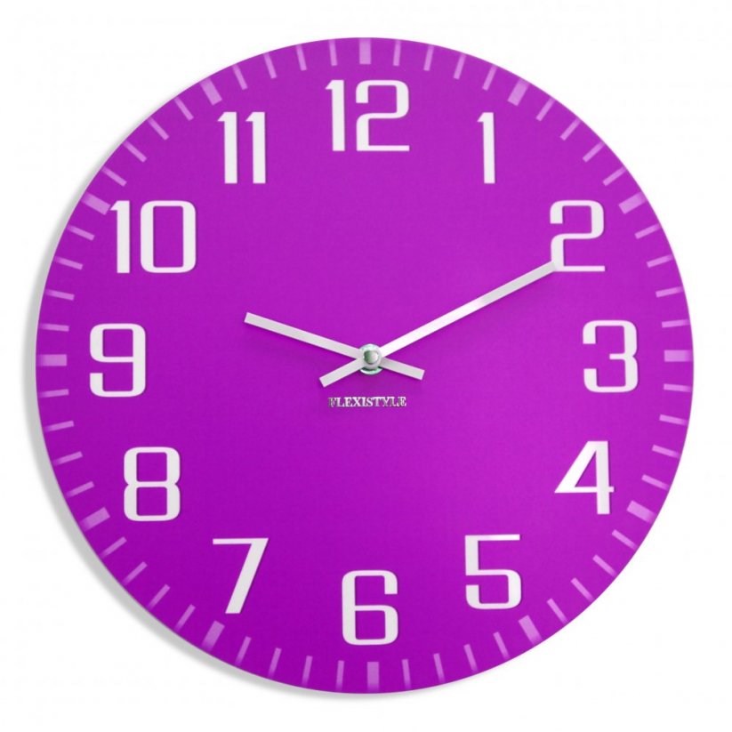 Nástenné hodiny fialové s veľkými číslicami